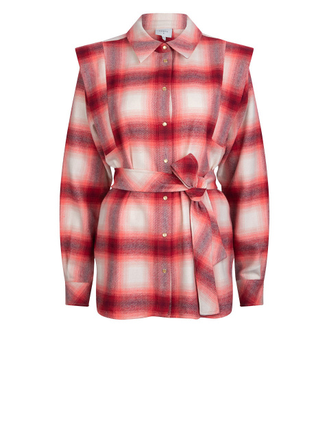 Rosy belted check shirt